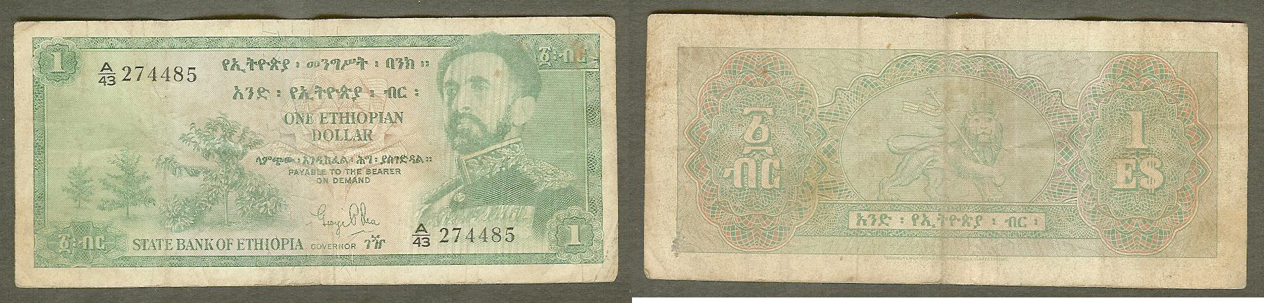 Ethiopie $1 Dollar (1961) Pick 18a TB